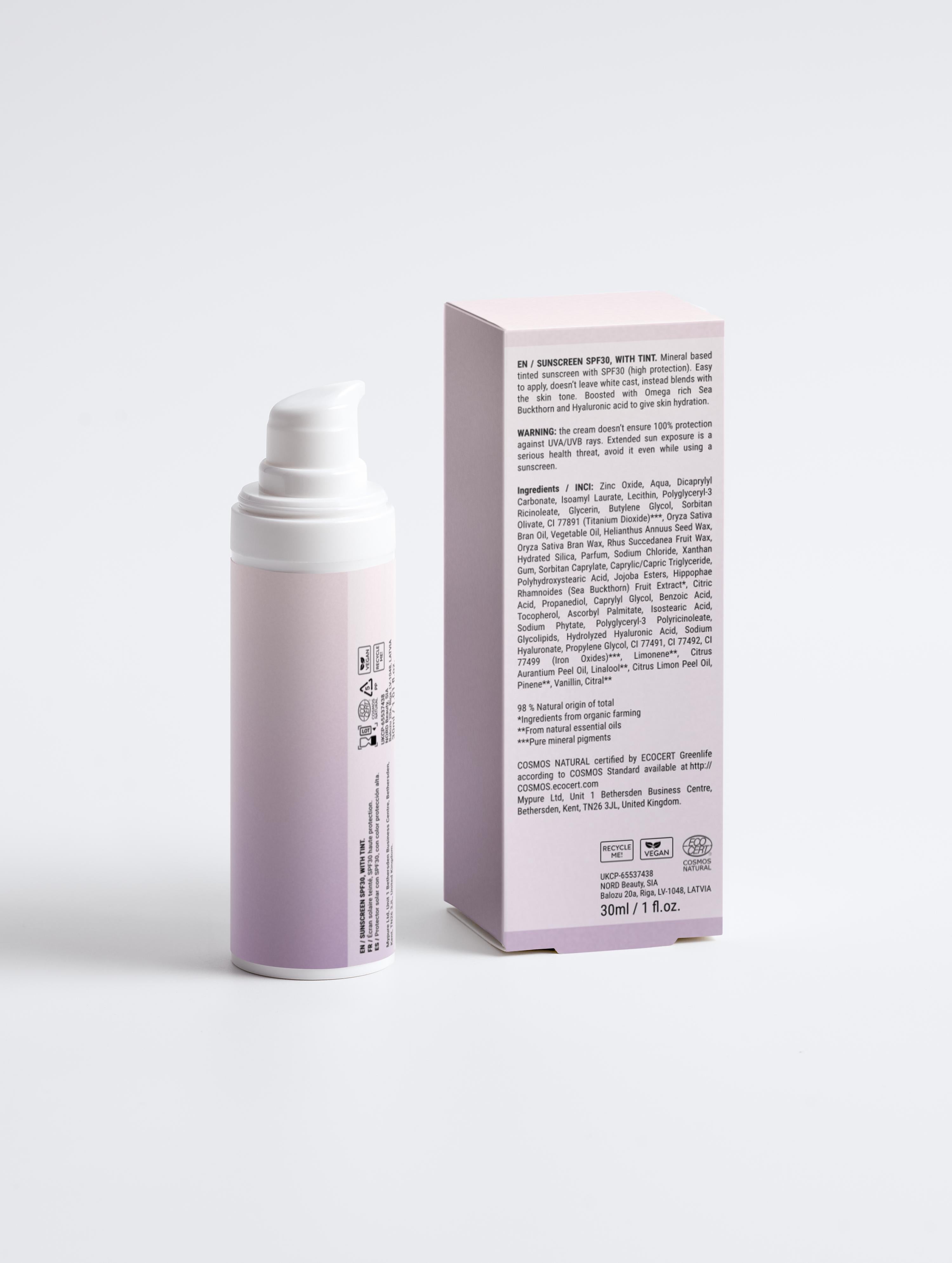 Sunscreen SPF30, with tint